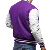 Mens Purple White Varsity Jacket-2
